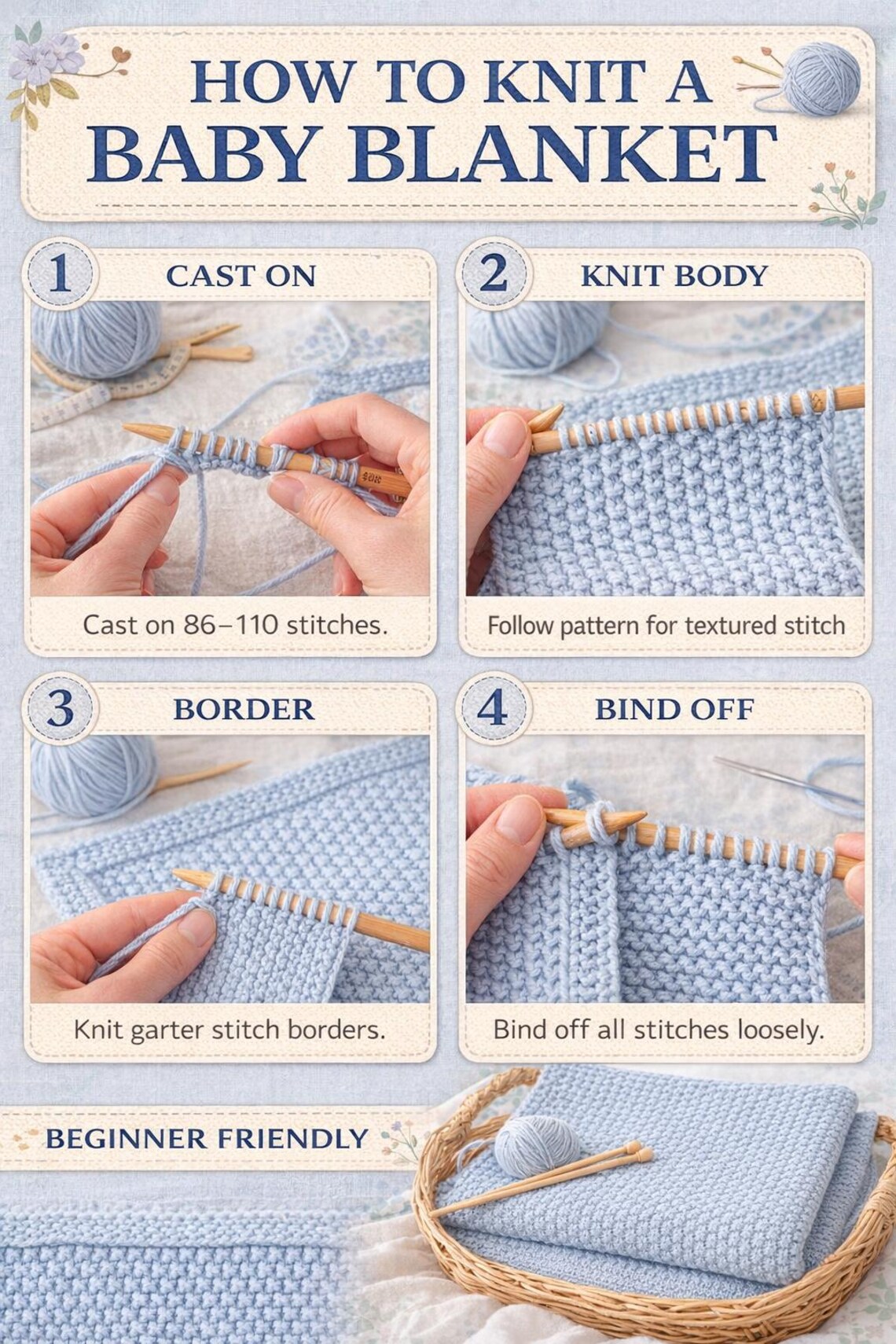 Easy Baby Blanket Knitting Pattern PDF - Etsy