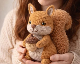 Crochet Squirrel Pattern PDF, Amigurumi Woodland Animal Plush Tutorial
