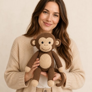 Milo Monkey Knitting Pattern, Classic Plush Toy PDF, Digital Download