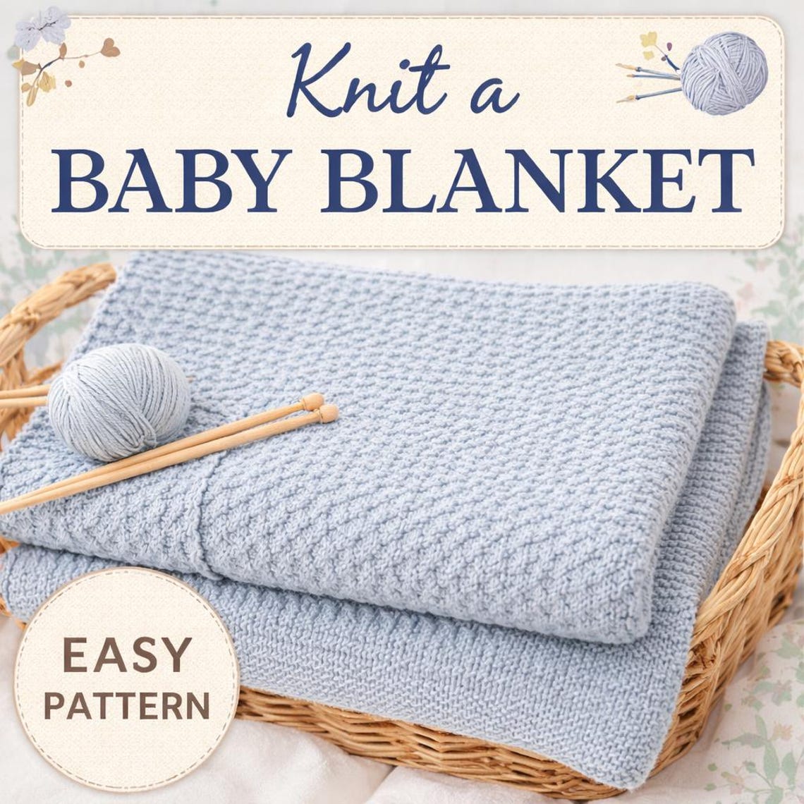 Easy Baby Blanket Knitting Pattern PDF - Etsy