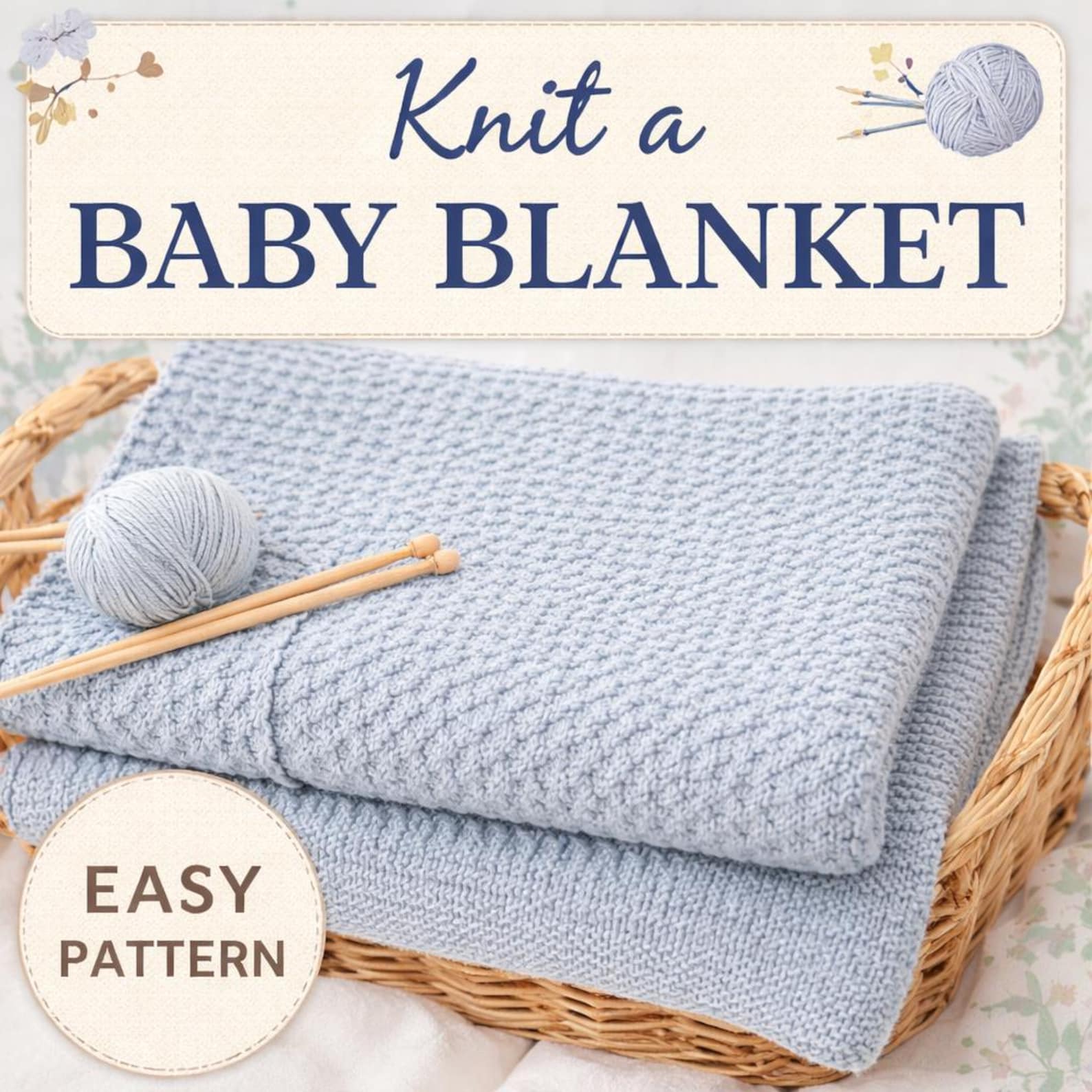 Easy Baby Blanket Knitting Pattern PDF - Etsy