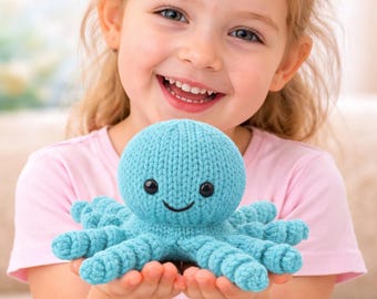 Knitted Octopus Pattern PDF, Plush Toy Knitting Pattern, Ocean Softie, Instant Download