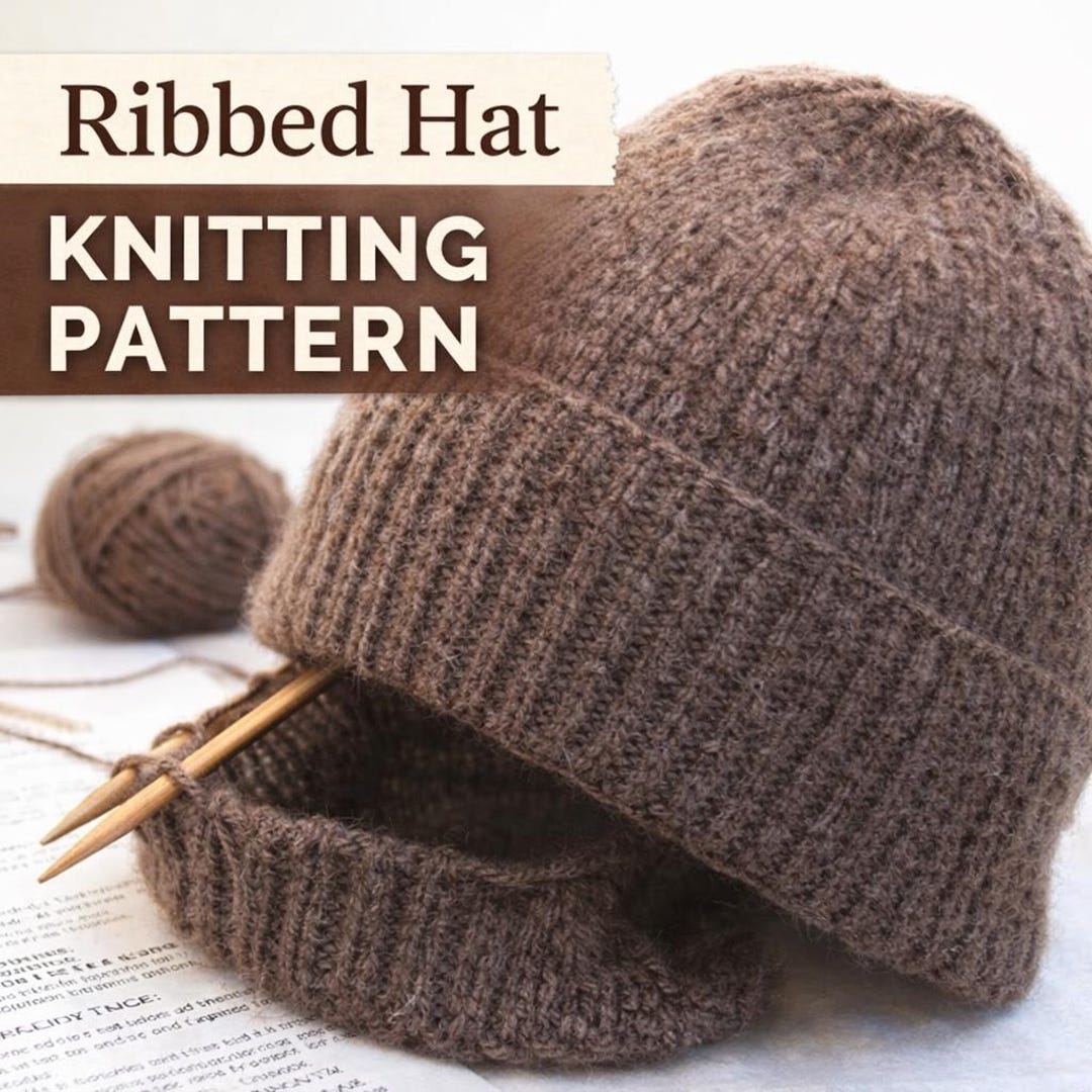 Ribbed Hat Knitting Pattern PDF | Easy Beanie With Folded Brim ...