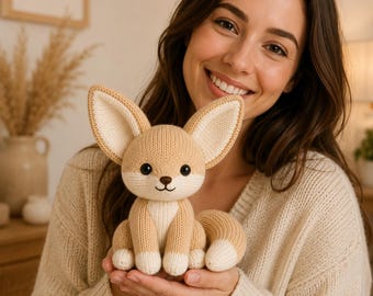 Fennec Fox Knitting Pattern, Desert Animal Plushie PDF, Beginner-Friendly Digital Download