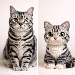 Maßgeschneiderte Katze Häkelanleitung vom Foto, personalisiertes Amigurumi Haustier Muster PDF