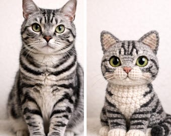 Custom Cat Crochet Pattern from Photo, Personalized Amigurumi Pet Pattern PDF