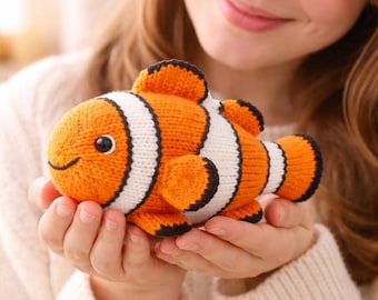 Clown Fish Knitting Pattern PDF, Knit Plush Toy, Ocean Animal Gift