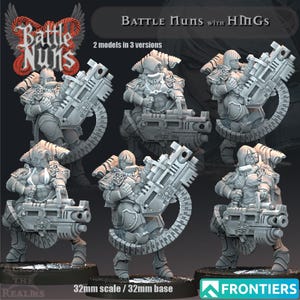 Battle Nun w/ HMGs | 32mm Scale | Across The Realms