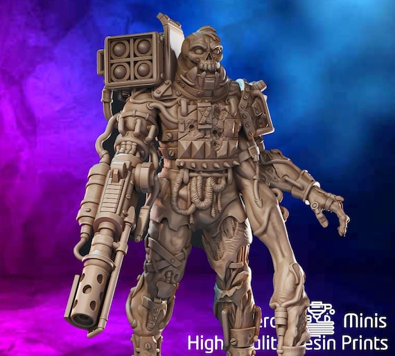 Fire Walker Zombie Cyborg | D&D Minis | 30mm 32mm | Trench Crusade