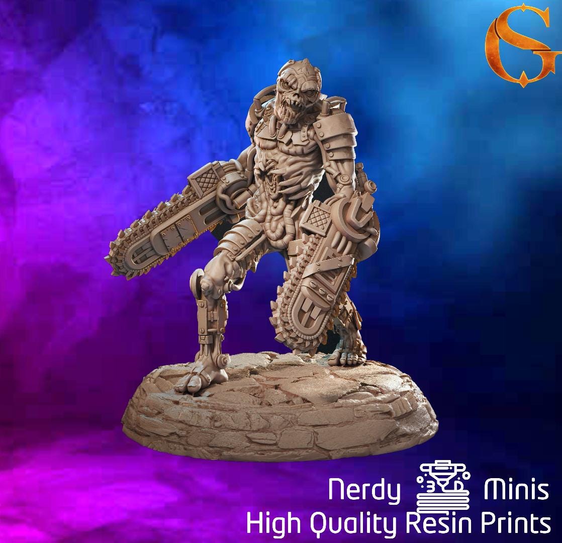 Rip-roar Zombie Cyborg | D&D Minis | 30mm 32mm | Trench Crusade