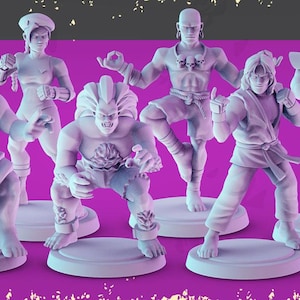 Puede incluir: Un conjunto de seis figuras impresas en 3D de personajes de la serie de videojuegos Street Fighter. Las figuras están pre-soportadas y listas para ser impresas. El conjunto incluye a Ryu, Chun-Li, Ken, Sagat, E. Honda y Blanka.