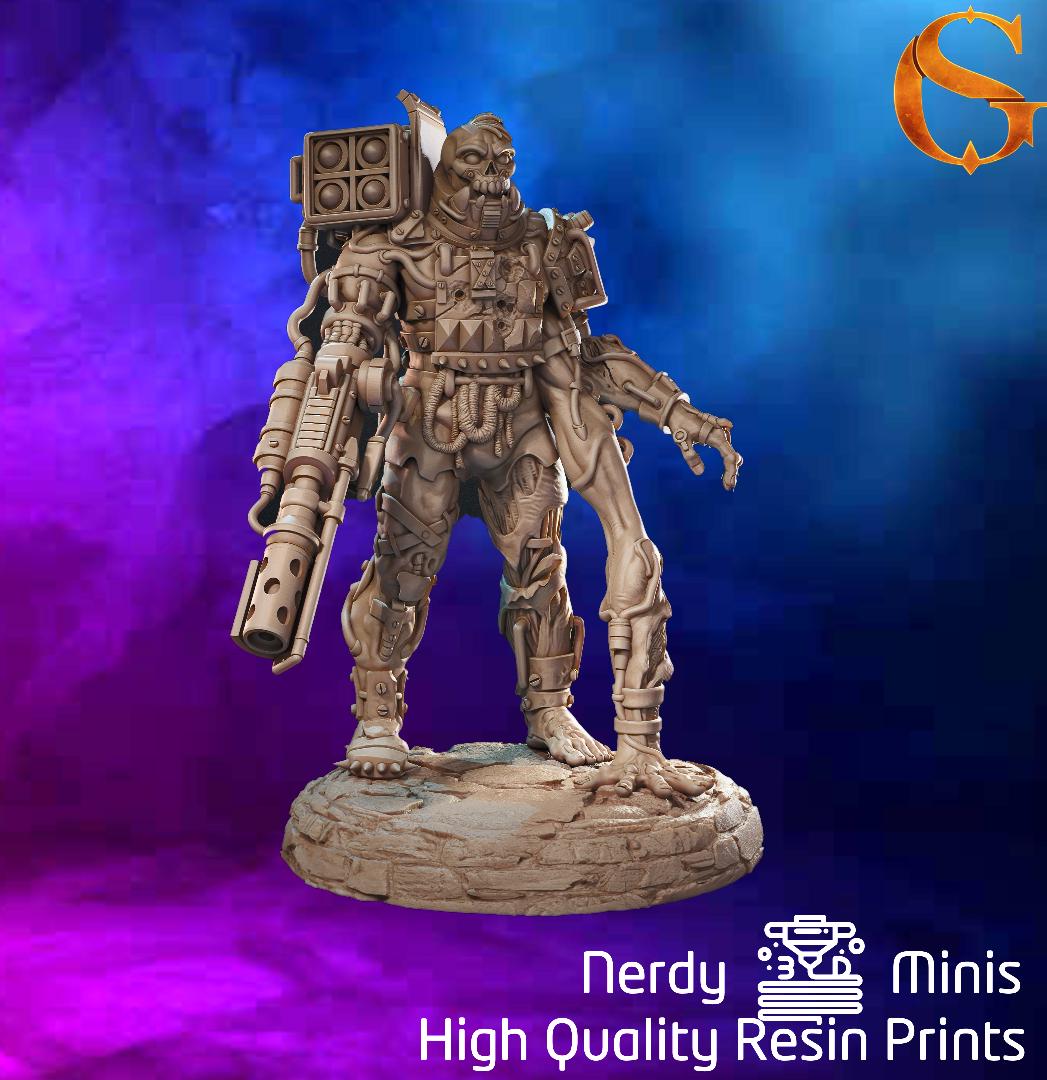 Fire Walker Zombie Cyborg | D&D Minis | 30mm 32mm | Trench Crusade