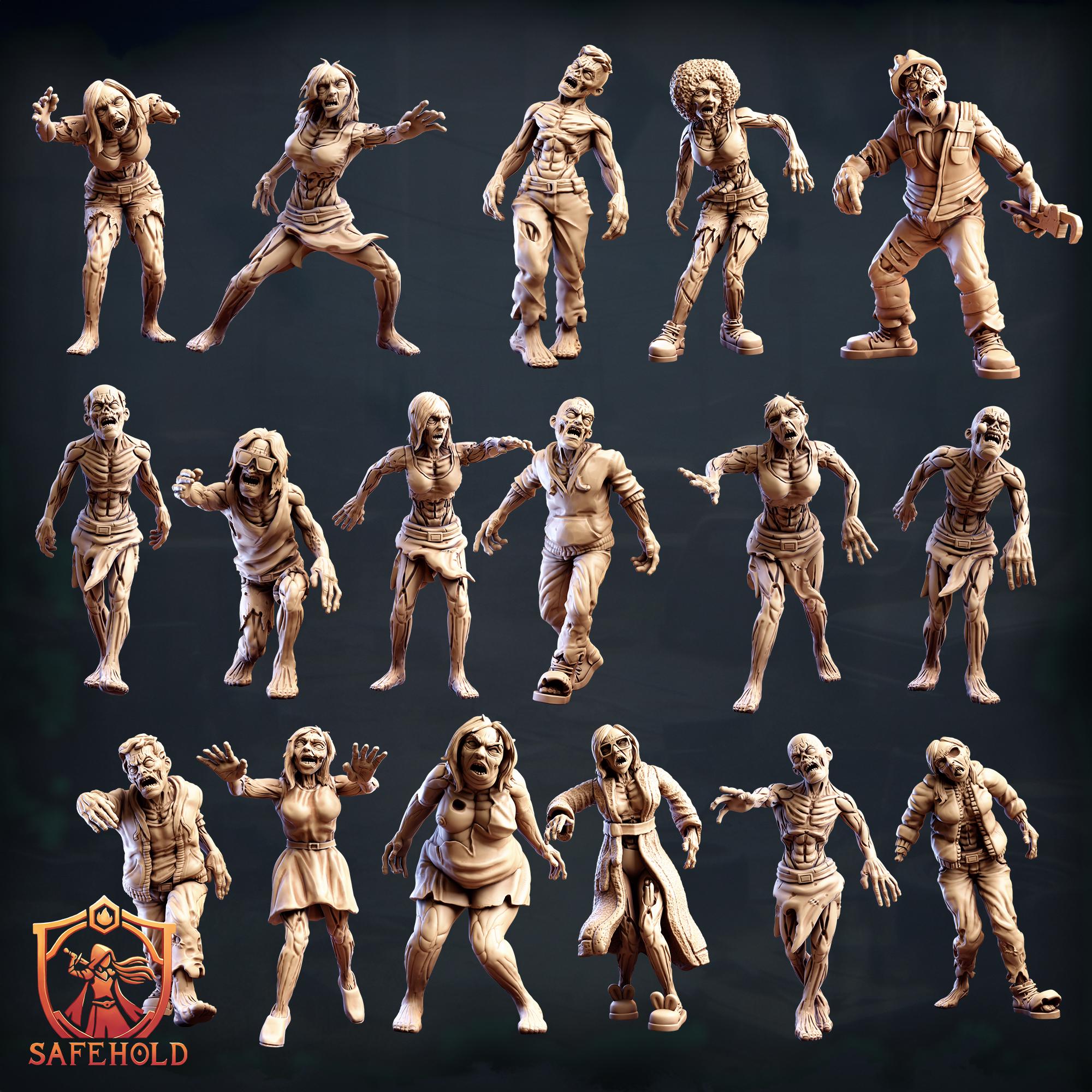 World in Ruins: Zombie Group | Zombie Miniatures | 30mm 32mm