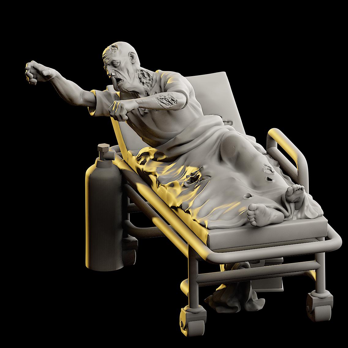 担架に乗ったゾンビ | 30 mm 32 mm | ゾンビミニチュア | ゾンビサイド