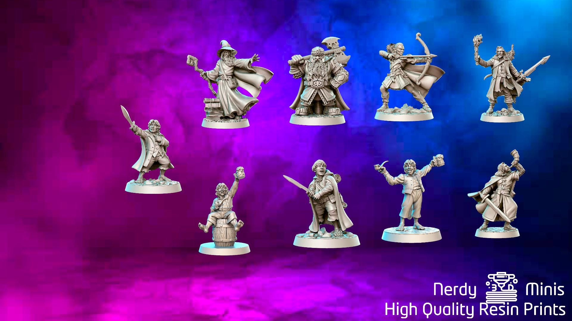 Random D&D Miniatures Bundle | 8 Medium Resin Figures