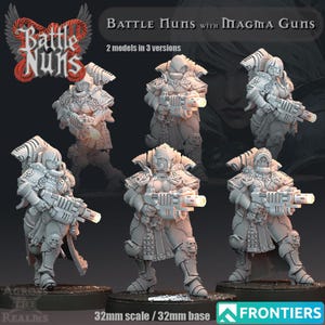 Battle Nun w/ Magma Rifles | 28mm 30mm 32mm Scale | Across The Realms