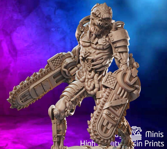 Rip-roar Zombie Cyborg | D&D Minis | 30mm 32mm | Trench Crusade
