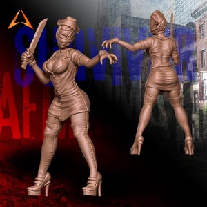 Nurse w/ Knife | Infected Miniatures | Silent Hill | Zombicide Minis | 30mm 32mm | Aftermath Studios