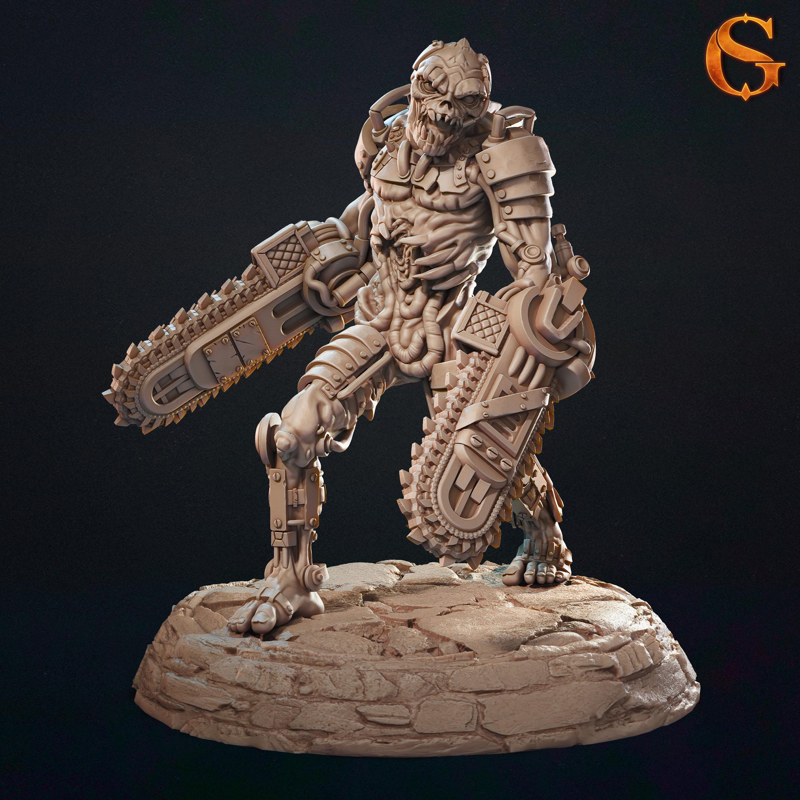 Rip-roar Zombie Cyborg | D&D Minis | 30mm 32mm | Trench Crusade