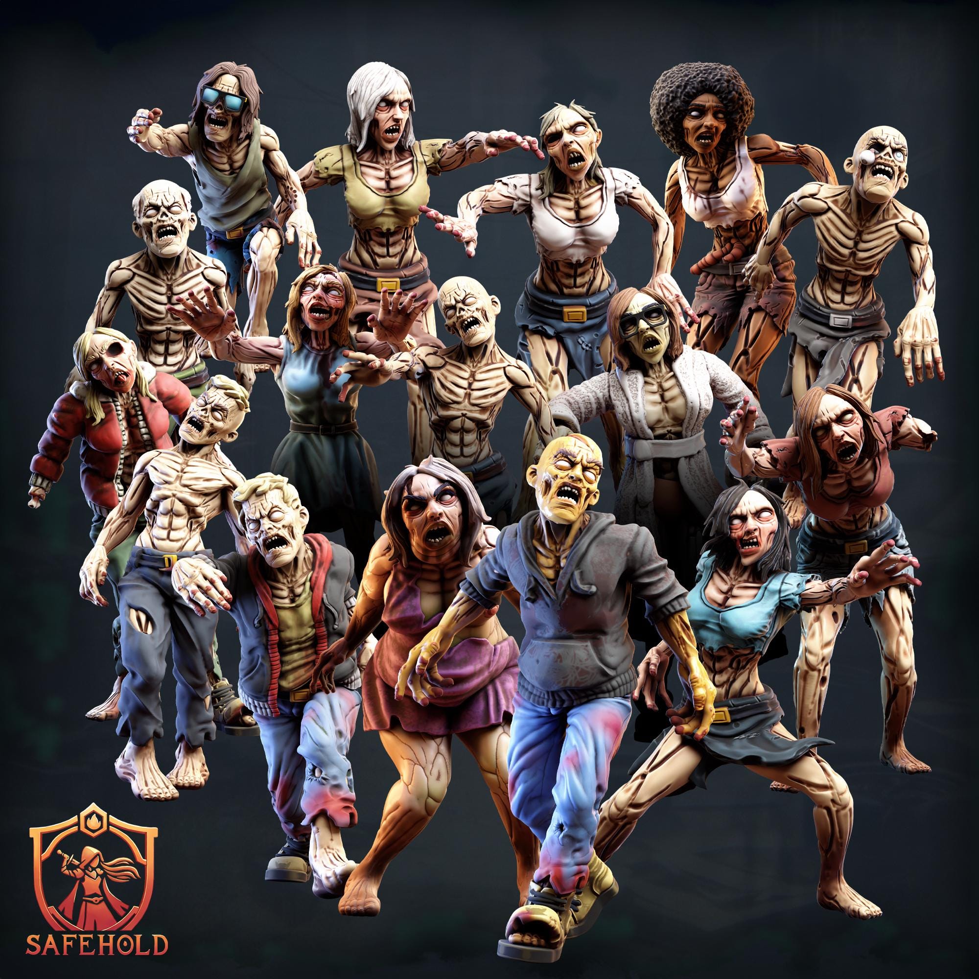 World in Ruins: Zombie Group | Zombie Miniatures | 30mm 32mm