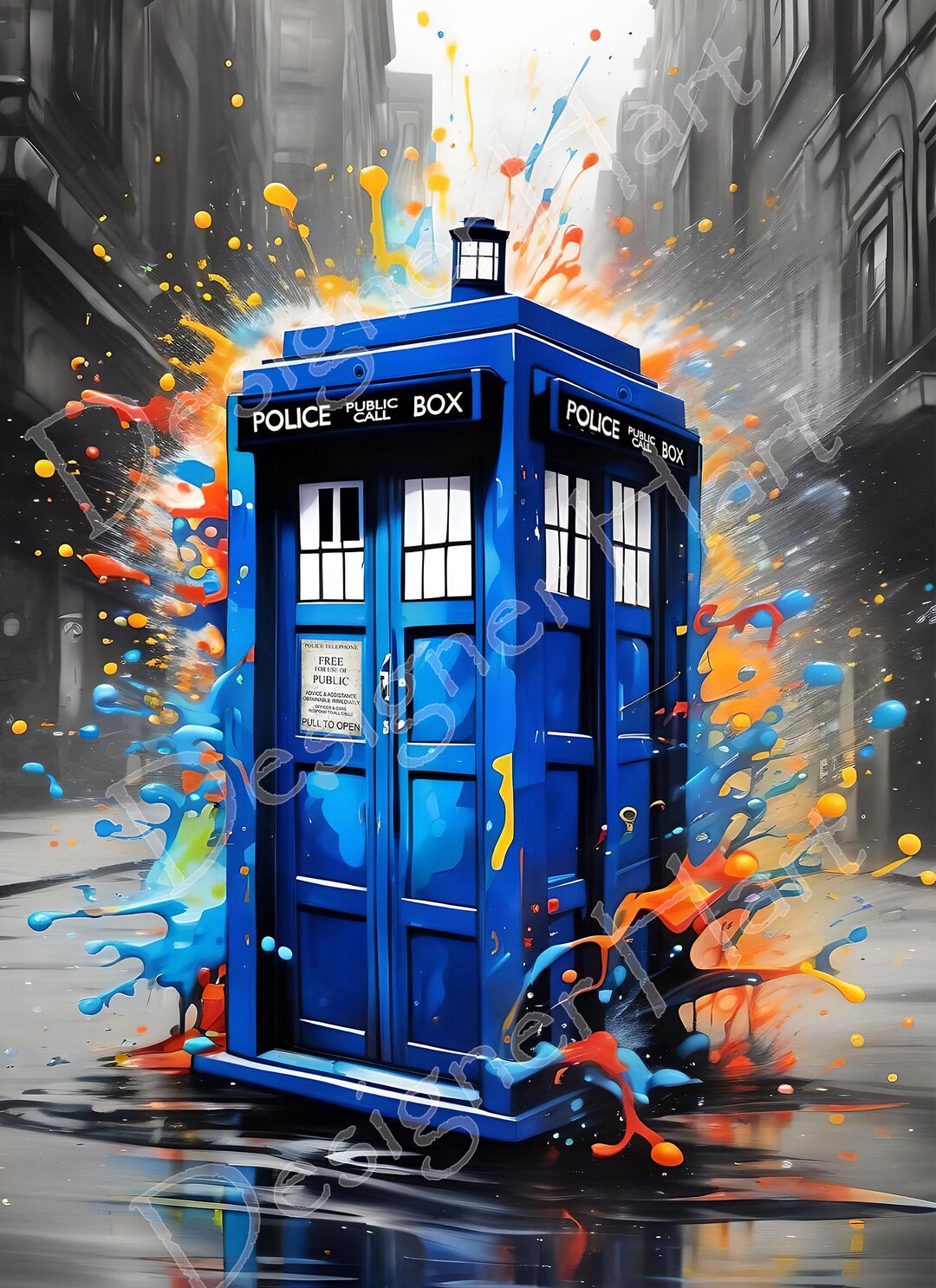 Doctor Who Wall Art. Tardis Artistic Paint Splash Style Print / Poster ...