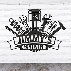 Personalized Workshop Metal Sign: Garage Decor, Tool Art, Dad Gift