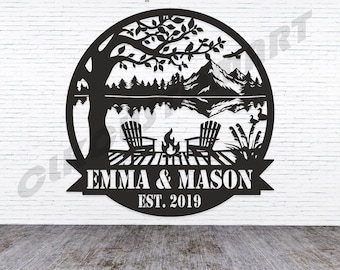 Benutzerdefinierte Metall Lagerfeuer Schild, personalisierte Cabochon Dekor, Outdoor Geschenk