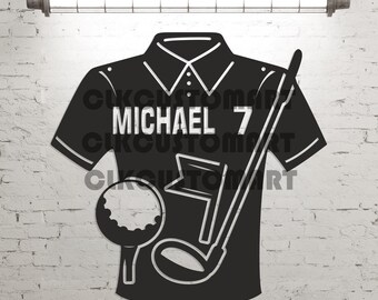 Personalisierte Golf Player T-Shirt Metallwandkunst: Sportraumdekor