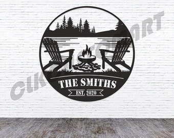 Benutzerdefinierte Metall Lagerfeuer Schild, personalisierte Cabochon Dekor, Outdoor Geschenk