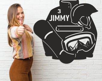 Personalisierte Snowboard-Metallwand-Kunst: Sportraum-Dekor, Ski-Liebhaber