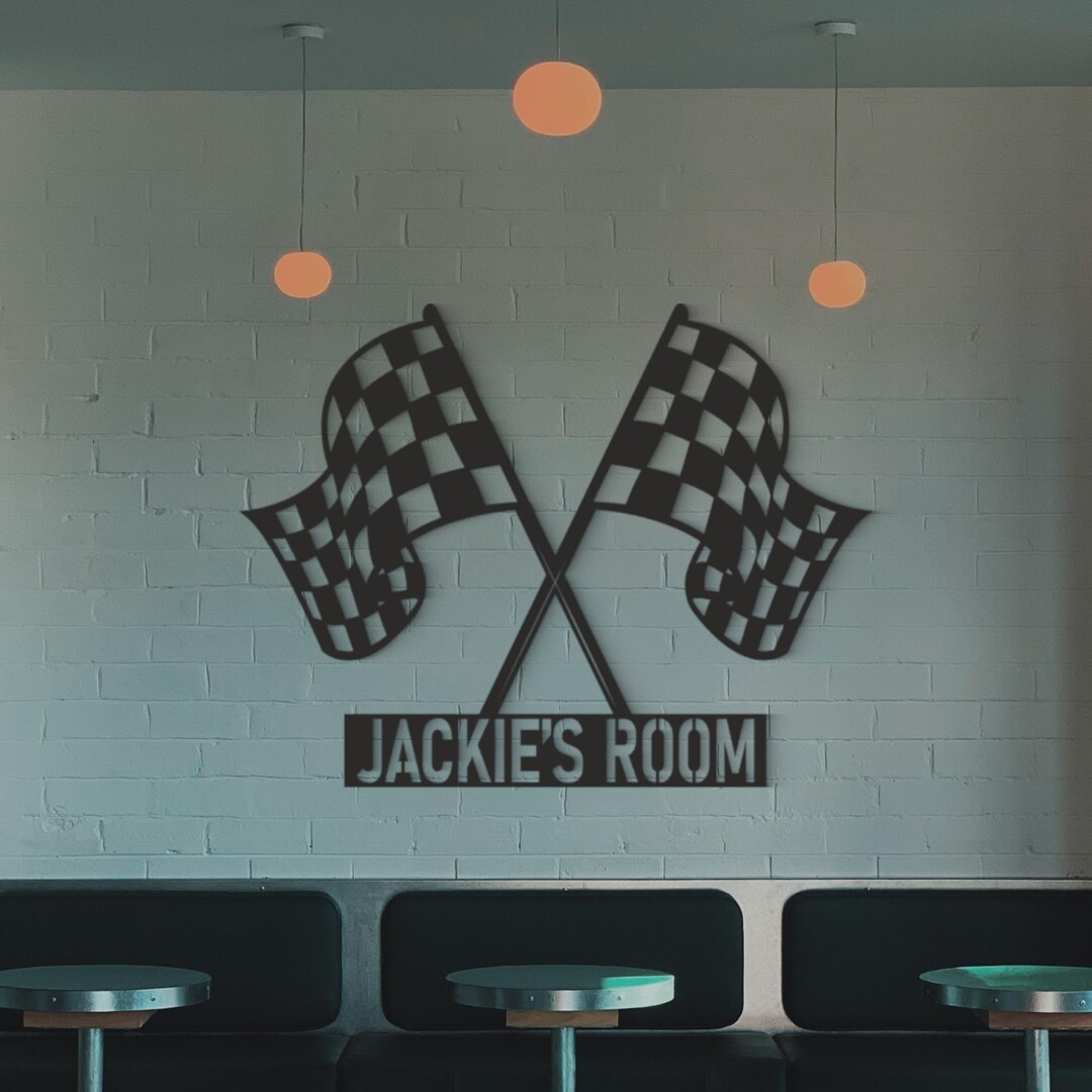 Custom Checkered Flag Racing Sign, Checkered Flag Monogram ...