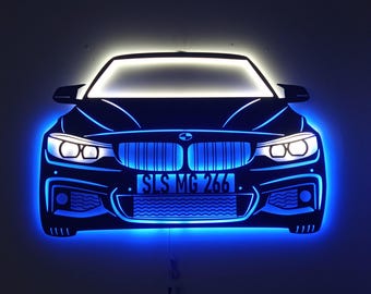 Custom Metal BMW M4 Wall Decor: Personalized LED Sign