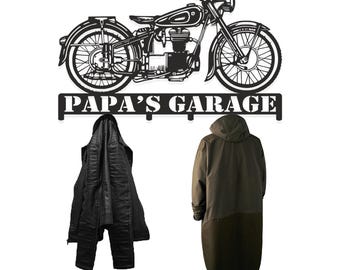 Kundenspezifischer Motorradhelm-Halter - Personalisiertes Garagendekor, Metallwandhalterung