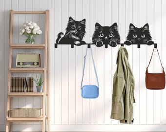 Niedliche Katzen Metall Wandbehang: Dekorativer Katzen Familien Organizer