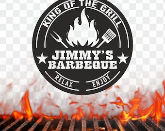 Personalisiertes BBQ Metallschild, Custom Grill Decor, Outdoor Wall Art