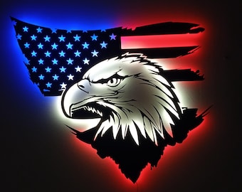 LED Amerikanische Flagge Metall Wandkunst - Dekoration durch den Staubanhänger