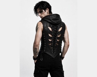 Gotisch-tactisch cyberpunk-harnasvest heren cyberpunk rave- en festivaloutfit alternatieve mode