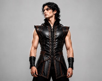 Chaleco de armadura medieval de cuero para hombre, ideal para LARP (juego de rol de fantasía) y cosplay de guerreros.