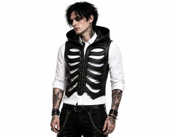 Männer schwarze taktische Rüstungsweste Gothic Streetwear Cyberpunk Nutzen Outfit Jacke