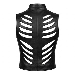 Men's leather shoulder harness Men Gothic Skeleton Rib Cage Leather Vest Rave Outfit | mens fashion accessories holiday outfits image 5