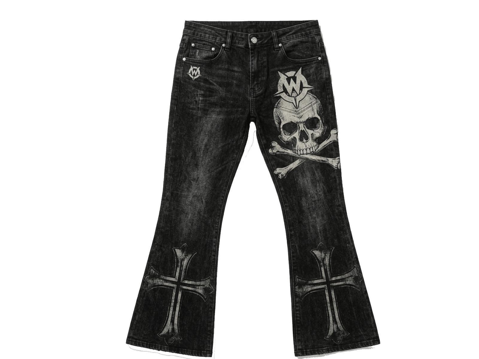 Y2k Skull Jeans - Etsy Denmark