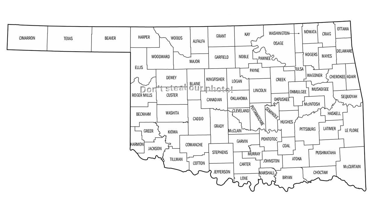 Oklahoma Counties County Outline SVG Files, Silhouette Files, Cut Files, Vector Files, State Map Clip Art