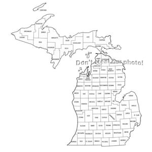 Fichiers SVG du comté du comté du Michigan, contour des fichiers SVG, fichiers Silhouette, couper des fichiers, des fichiers vectoriels, carte de l'État Clip Art