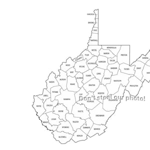 Comtés de Virginie-Occidentale comté contour des fichiers SVG, fichiers Silhouette, couper des fichiers, des fichiers vectoriels, carte de l'État Clip Art
