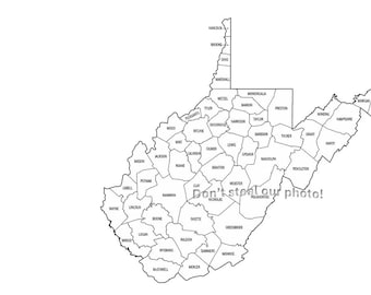 West Virginia Counties County Outline SVG Files, Silhouette Files, Cut Files, Vector Files, State Map Clip Art