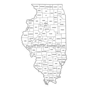 Fichiers SVG, contour des comtés de l'Illinois, fichiers Silhouette, couper des fichiers, fichiers vectoriels, carte de l'État Clip Art