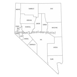 Nevada Counties County overzicht SVG-bestanden, silhouetbestanden, gesneden bestanden, vectorbestanden, staatskaart illustraties