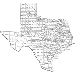 Fichiers SVG du comté du comté du Texas, contour des fichiers SVG, fichiers Silhouette, couper des fichiers, des fichiers vectoriels, carte de l'État Clip Art