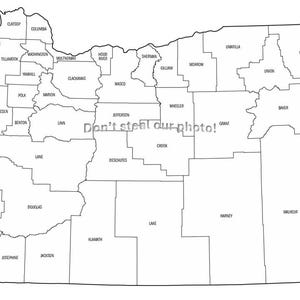Fichiers SVG, contour des comtés de l'Oregon, fichiers Silhouette, couper des fichiers, fichiers vectoriels, carte de l'état des cliparts
