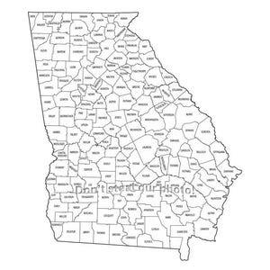 Fichiers SVG du comté de Georgia counties, contour des fichiers SVG, fichiers Silhouette, couper des fichiers, des fichiers vectoriels, carte de l'État Clip Art